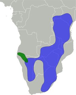 map showing range of impala mostly in the south eastern coast area of Africa